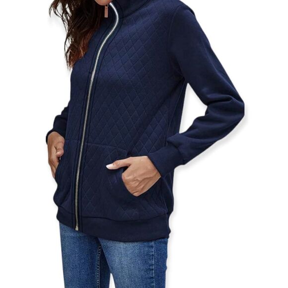 NWT Women's Casual Long Sleeve Zip Up Quilted Jacket - Picture 4 of 5